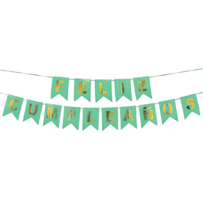 BANDERIN FELIZ CUMPLEAÑOS LISO VERDE